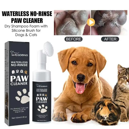 100Mlpaw Cleaner Foam Dog Claw Cleaner Cat Paw Cleaner Waterless Pet Shampoo with Dog Brush for Rinse-Free Cat Paw Deep Cleanser